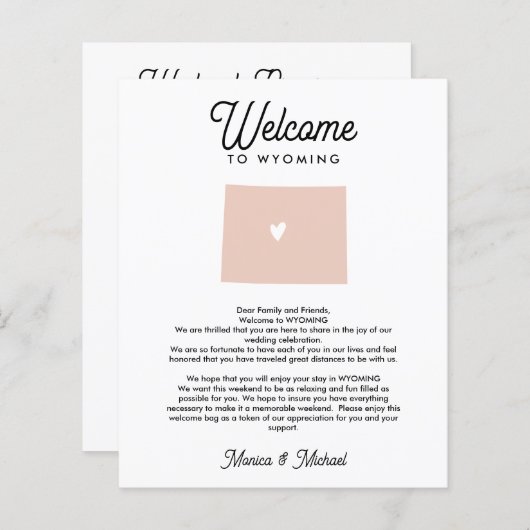 WYOMING Welkomstbrief Reisroute OM HET EVEN WELKE  (Voorkant / Achterkant)