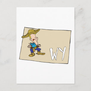Wyoming WY Cartoon Map met een leuke Wyoming Cowbo Briefkaart