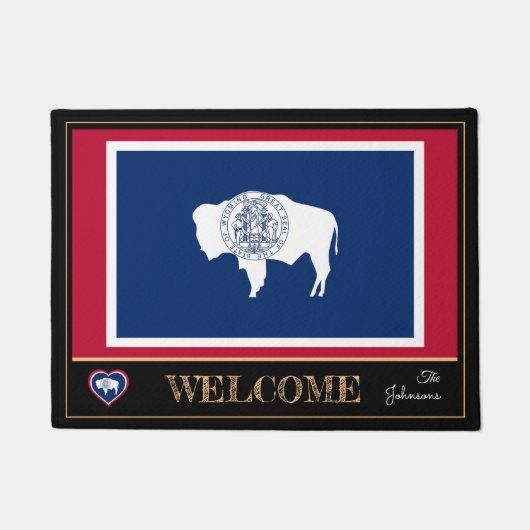 Wyoming & Wyoming Flag house mat/sport USA Deurmat (Voorkant)