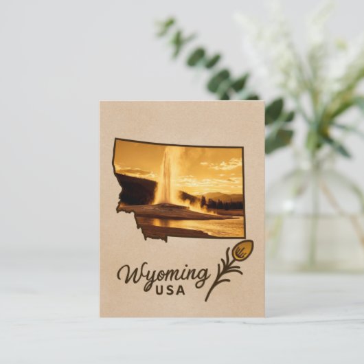 Wyoming Yellowstone National Park Geyser Reizen Briefkaart (Staand voorkant)