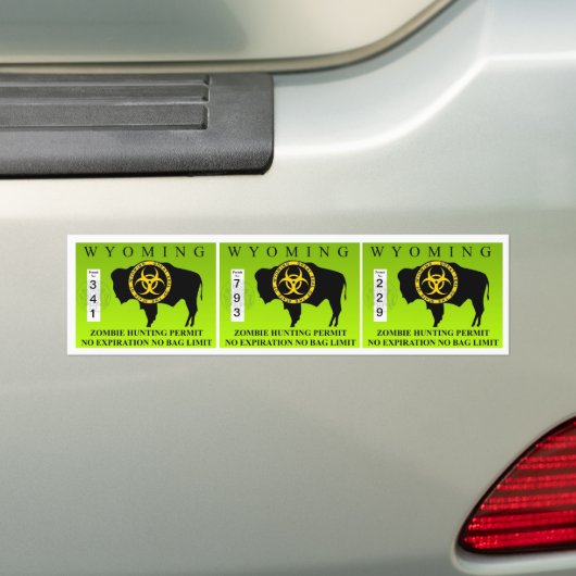 Wyoming Zombie Hunting Permit Bumpersticker (Op auto)