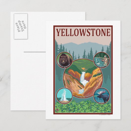 WyomingYellowstone Collage Briefkaart (Voorkant / Achterkant)