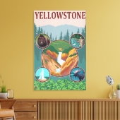 WyomingYellowstone Collage Canvas Afdruk (Insitu (Woonkamer))
