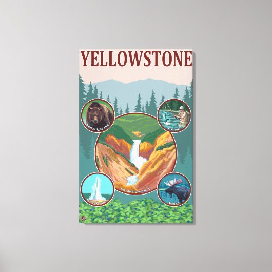 WyomingYellowstone Collage Canvas Afdruk (Voorkant)