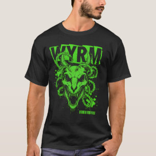 Wyrm Neon Groene Slang Schedel Donkere Fantasy Kun T-shirt