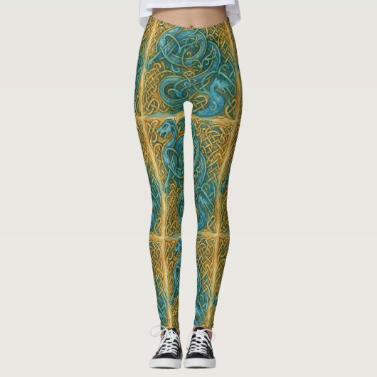 Wyrm & Weave – Keltische slangenknoopwerk Leggings (Voorkant)