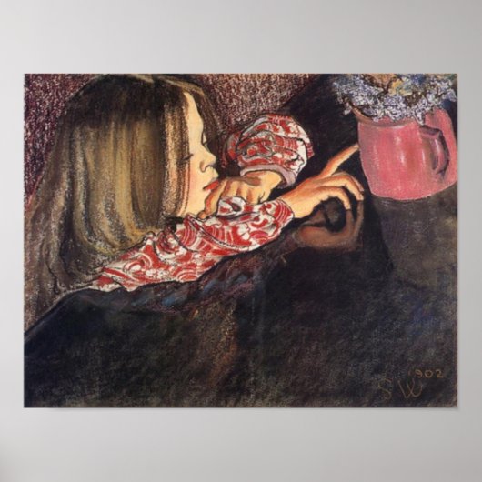 Wyspianski, Helenka met Vase of Flowers, 1902 Poster (Voorkant)