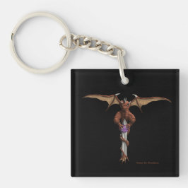 Wyvern Bewaker Beschermt Schat Fantasy Kunst Sleutelhanger