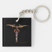 Wyvern Bewaker Beschermt Schat Fantasy Kunst Sleutelhanger (Achterkant)