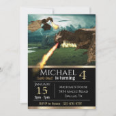 Wyvern Dragon Fire Breathing Castle Birthday Kaart (Voorkant)