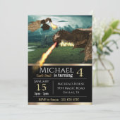 Wyvern Dragon Fire Breathing Castle Birthday Kaart (Staand voorkant)