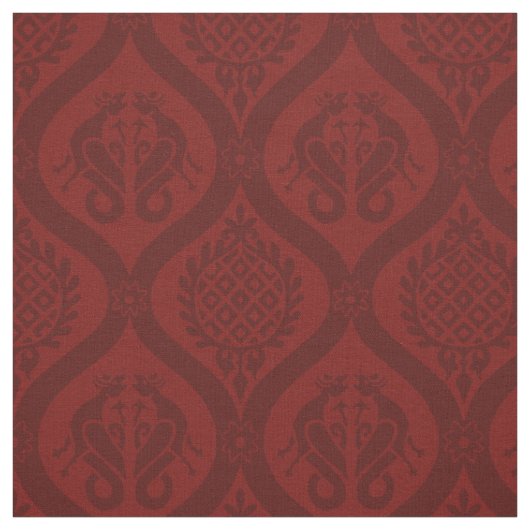 Wyvern Ogee, diep rood Stof (Swatch)