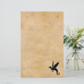 Wyvern op oud perkament briefpapier (Staand voorkant)
