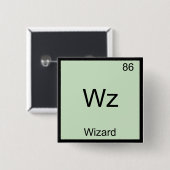 Wz - Wizard Grappig Element Chemie Symbool T-Shirt Vierkante Button 5,1 Cm (Voorkant /achterkant)