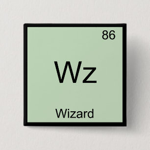 Wz - Wizard Grappig Element Chemie Symbool T-Shirt Vierkante Button 5,1 Cm