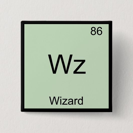 Wz - Wizard Grappig Element Chemie Symbool T-Shirt Vierkante Button 5,1 Cm (Voorkant)
