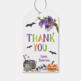 Wzet Witch Cat Halloween Birthday Dank je Cadeaulabel