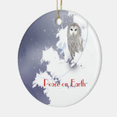 X003_Winter Owl, Vrede op aarde Keramisch Ornament (Links)