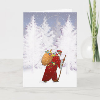 X010 Santa in het bos Feestdagen Kaart