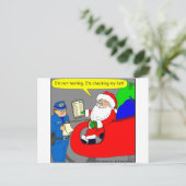 x02 de kerstman texting en drijft - cartoon feestdagenkaart (Staand voorkant)