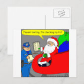 x02 de kerstman texting en drijft - cartoon feestdagenkaart (Voorkant / Achterkant)