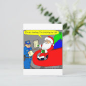 x02 Santa sms't en drijft - cartoon Feestdagenkaart (Staand voorkant)