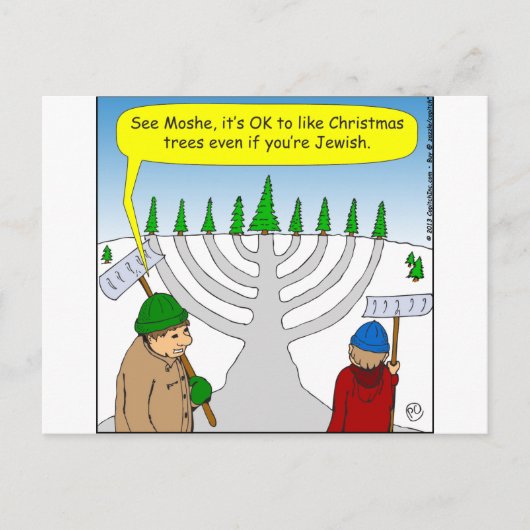 x04 Joden ook als Kerstmis - cartoon Feestdagenkaart (Voorkant)