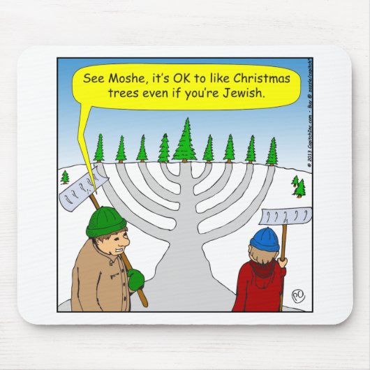 x04 Joden ook als Kerstmis - cartoon Muismat (Voorkant)