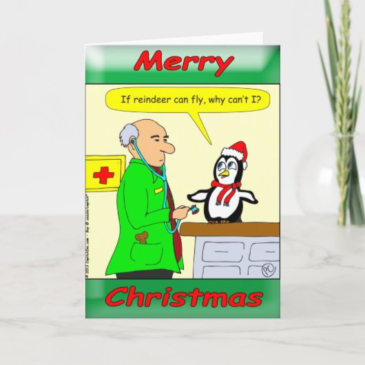 x14 rendieren kunnen cartoon vliegen feestdagen kaart (Voorkant)