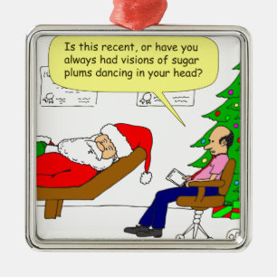 x30 Santa praat met zijn therapeut - Cartoon Metalen Ornament