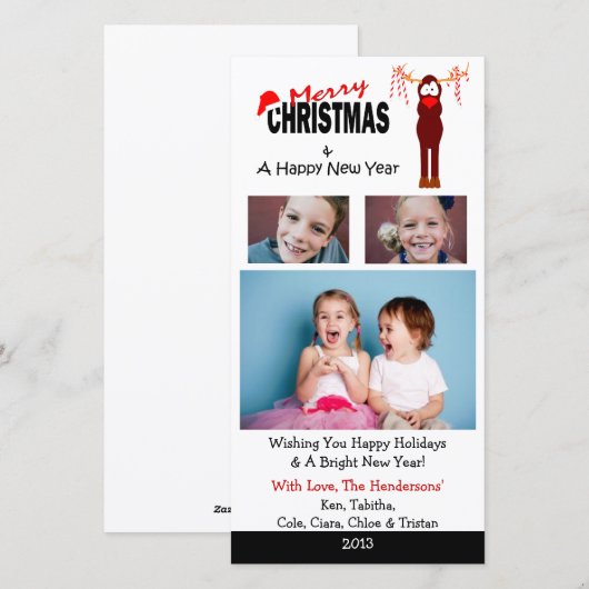 X4 de Kerstkaarten van het Riet van het Snoep van Feestdagenkaart (Voorkant / Achterkant)