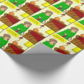 x55 Kat, dikke kerstman, cartoon Cadeaupapier (Hoek)