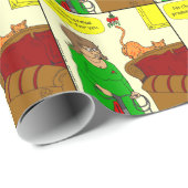 x55 Kat, dikke kerstman, cartoon Cadeaupapier (Rol Hoek)