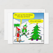 x56-cel tower cartoon kerstboom feestdagenkaart (Voorkant / Achterkant)