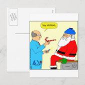 x85 Santa say ahhh Cartoon Feestdagenkaart (Voorkant / Achterkant)