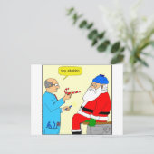 x85 Santa say ahhh Cartoon Feestdagenkaart (Staand voorkant)