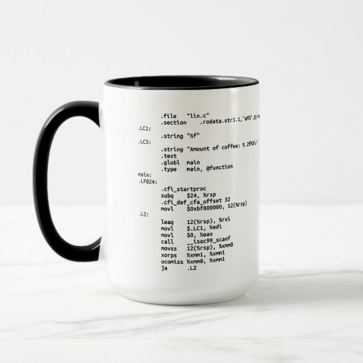 x86 Assemblage "Hoeveelheid koffie" Mok (Links)