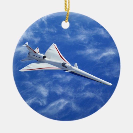 X-59 Supersonic Jet Vliegtuig met laag bereik Keramisch Ornament (Voorkant)