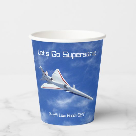 X-59 Supersonic Jet Vliegtuig met laag bereik Papieren Bekers (Voorkant)
