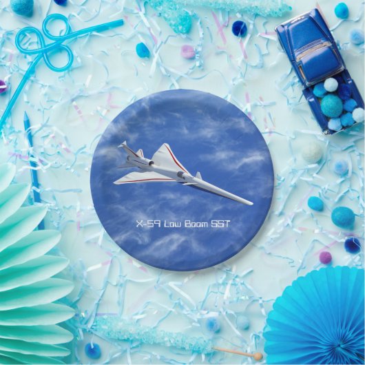 X-59 Supersonic Jet Vliegtuig met laag bereik Papieren Bordje (Feest)
