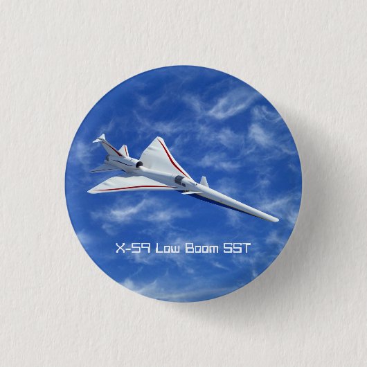X-59 Supersonic Jet Vliegtuig met laag bereik Ronde Button 3,2 Cm (Voorkant)