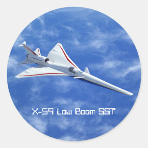 X-59 Supersonic Jet Vliegtuig met laag bereik Ronde Sticker