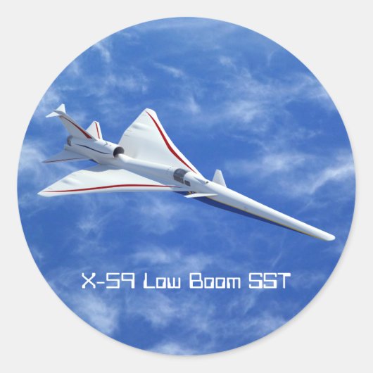 X-59 Supersonic Jet Vliegtuig met laag bereik Ronde Sticker (Voorkant)
