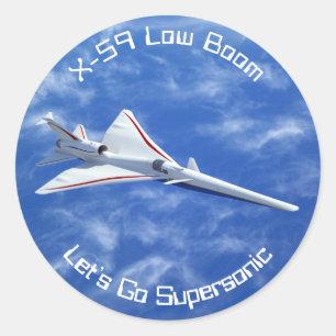 X-59 Supersonic Jet Vliegtuig met laag bereik Ronde Sticker