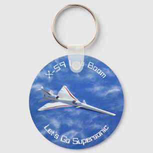 X-59 Supersonic Jet Vliegtuig met laag bereik Sleutelhanger
