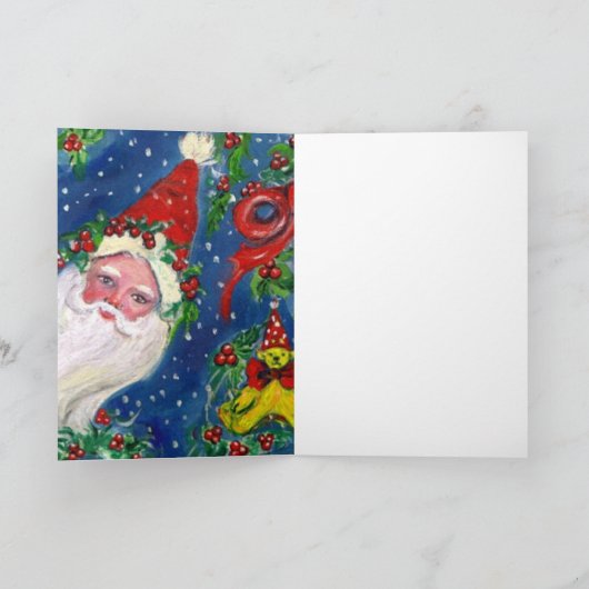 X BRIEF/SANTA CLAUS MET RODE RIBBON MONOGRAM FEESTDAGEN KAART (Binnen)