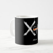 X Ception | Cool Zwart en Wit Aangepaste Naam Koffiemok (Voorkant links)