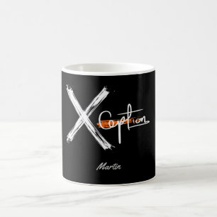 X Ception   Cool Zwart en Wit Aangepaste Naam Koffiemok