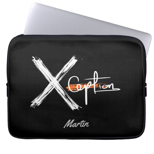 X Ception | Cool zwart-wit aangepaste naam Laptop Sleeve (Voorkant)