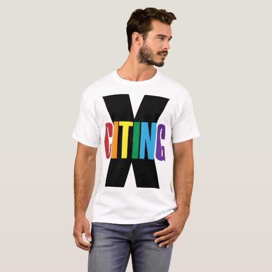 X-Citing Exciting Black Rainbow Oorspronkelijke le T-shirt (Voorkant volledig)